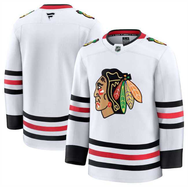 Mens Chicago Blackhawks Blank White 2024-25 Away Stitched Hockey Jersey Dzhi->chicago blackhawks->NHL Jersey